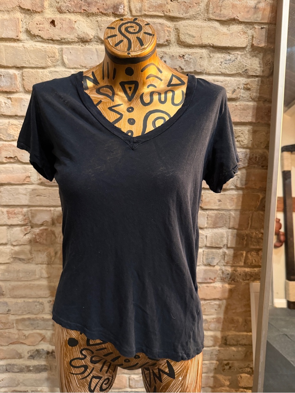 Current/Elliott Black V-Neck Short Sleeve Tee